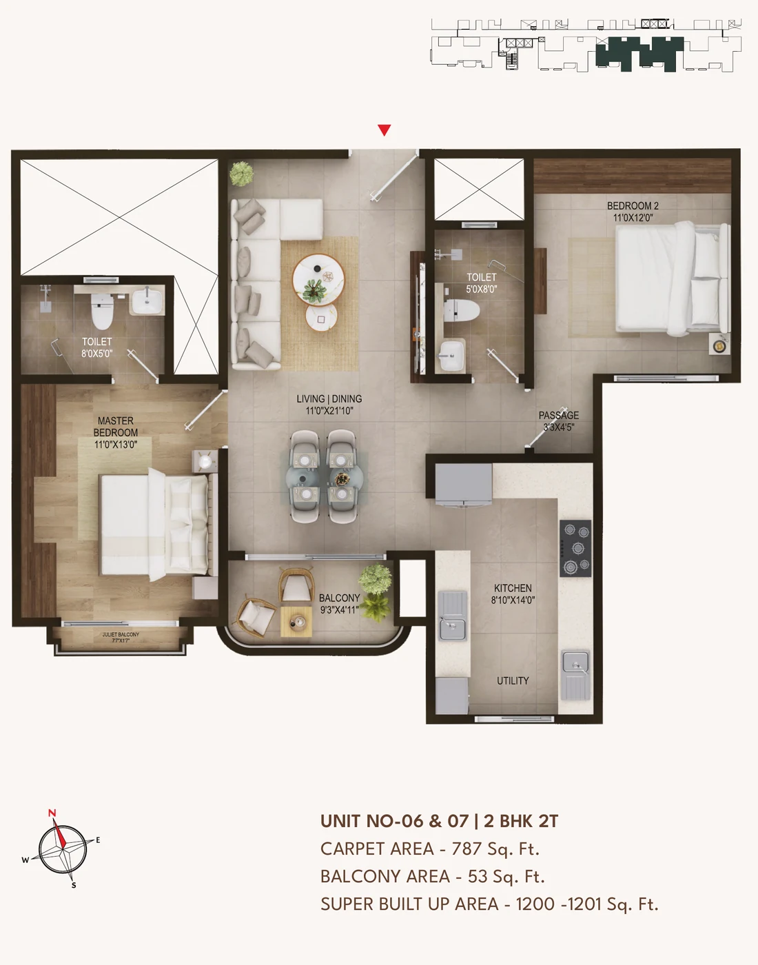 Concorde Sienna 2 BHK (2T) · units 06 and 07 unit plan