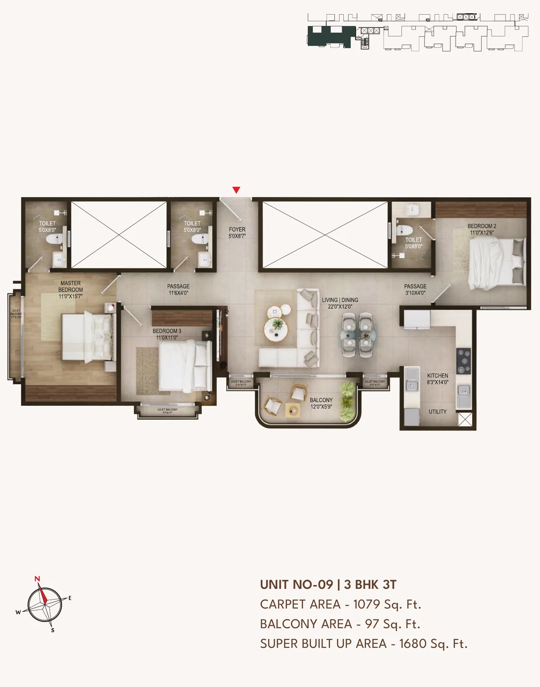 Concorde Sienna 3 BHK (3T) · unit 09 unit plan